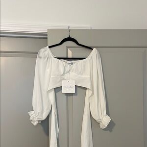Hello Molly White Off-Shoulder Blouse